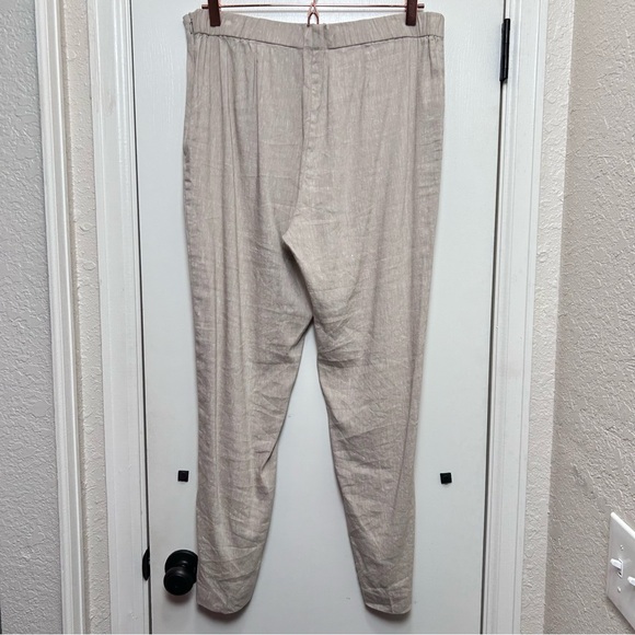 J. Jill Linen Stretch Pull On Ankle Pants M Tall Oatmeal Tan Button Hem - Picture 6 of 7
